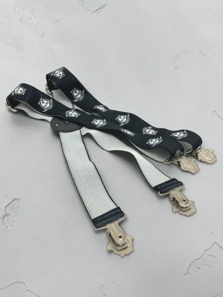 Gianni Versace Vintage Classic Black And Silver Medusa Suspenders